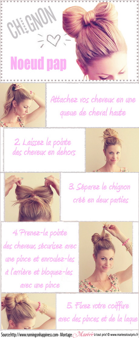 Coiffure chignon noeud