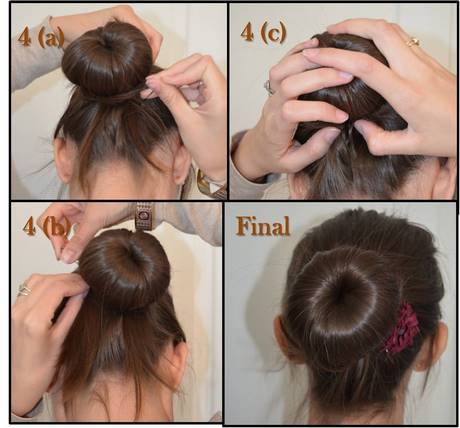 Chignon donut cheveux long