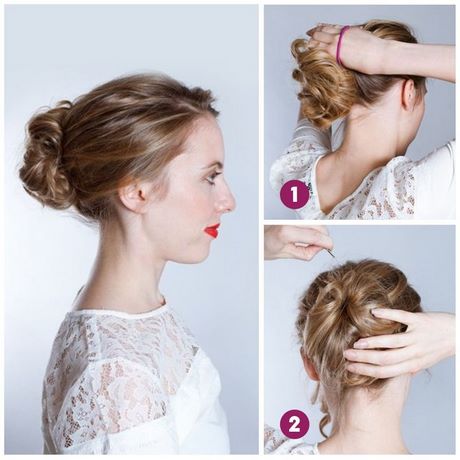 Chignon fouilli cheveux longs