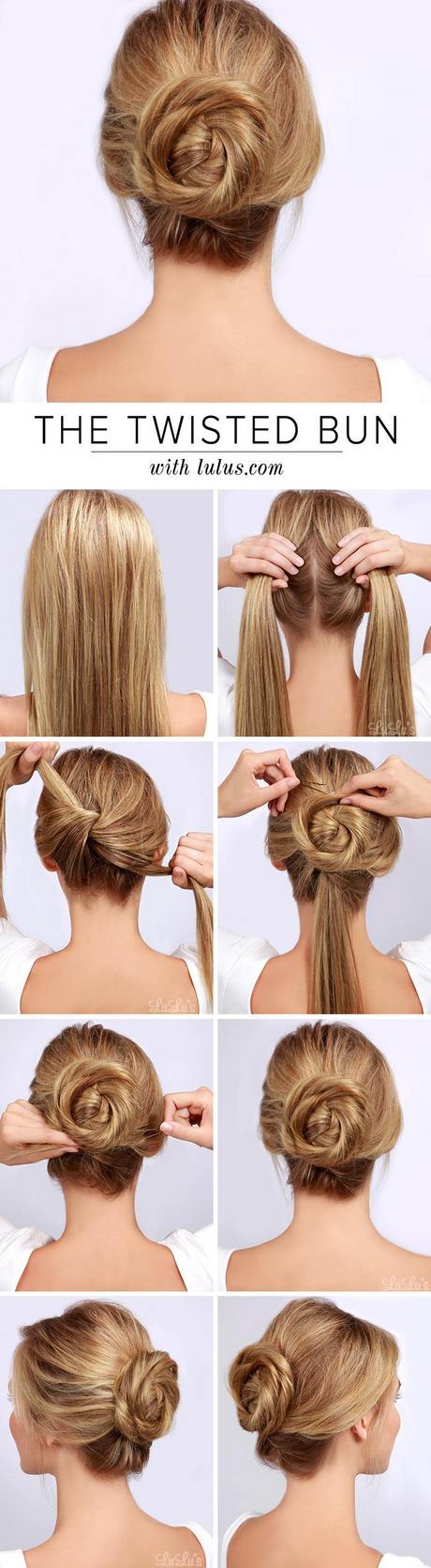 Chignon haut cheveux mi long