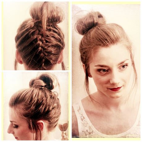 Coiffure femme chignon avec tresses