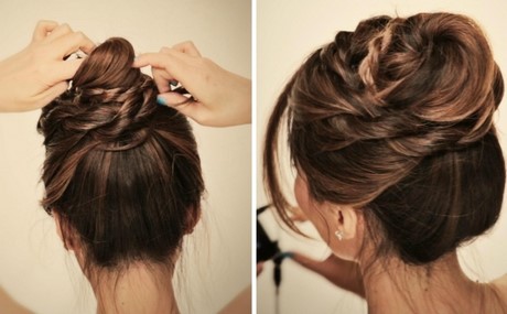 Chignon tressé cheveux long