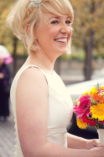 Coiffure mariée carré court