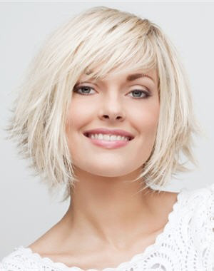 Coupe de cheveux carré dégradé avec frange