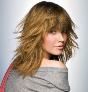 Idee coupe de cheveux mi long avec frange