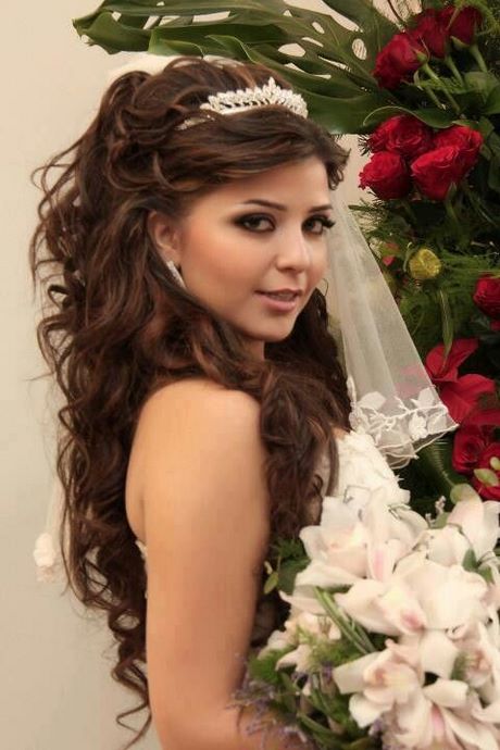 Coiffure mariée brune cheveux long