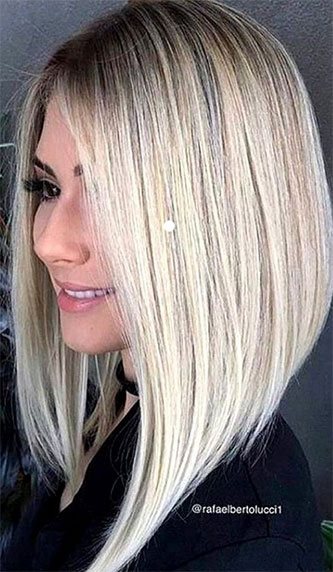 Balayage blond carré plongeant