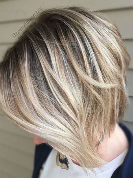 Balayage blond carré plongeant