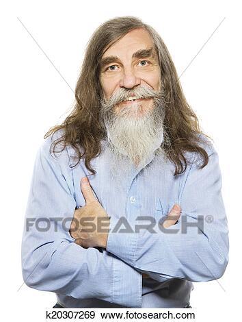 Cheveux long gris homme